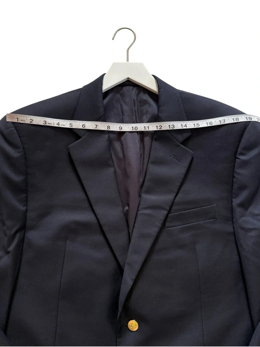 LAUREN Ralph Lauren Navy Blue Wool Gold Button Sport Coat Blazer Jacket Men 44R